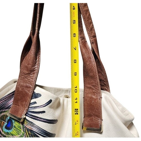 Elliott Lucca Handpainted Intreccio Peacock Leather Tote Bag - Picture 13 of 13